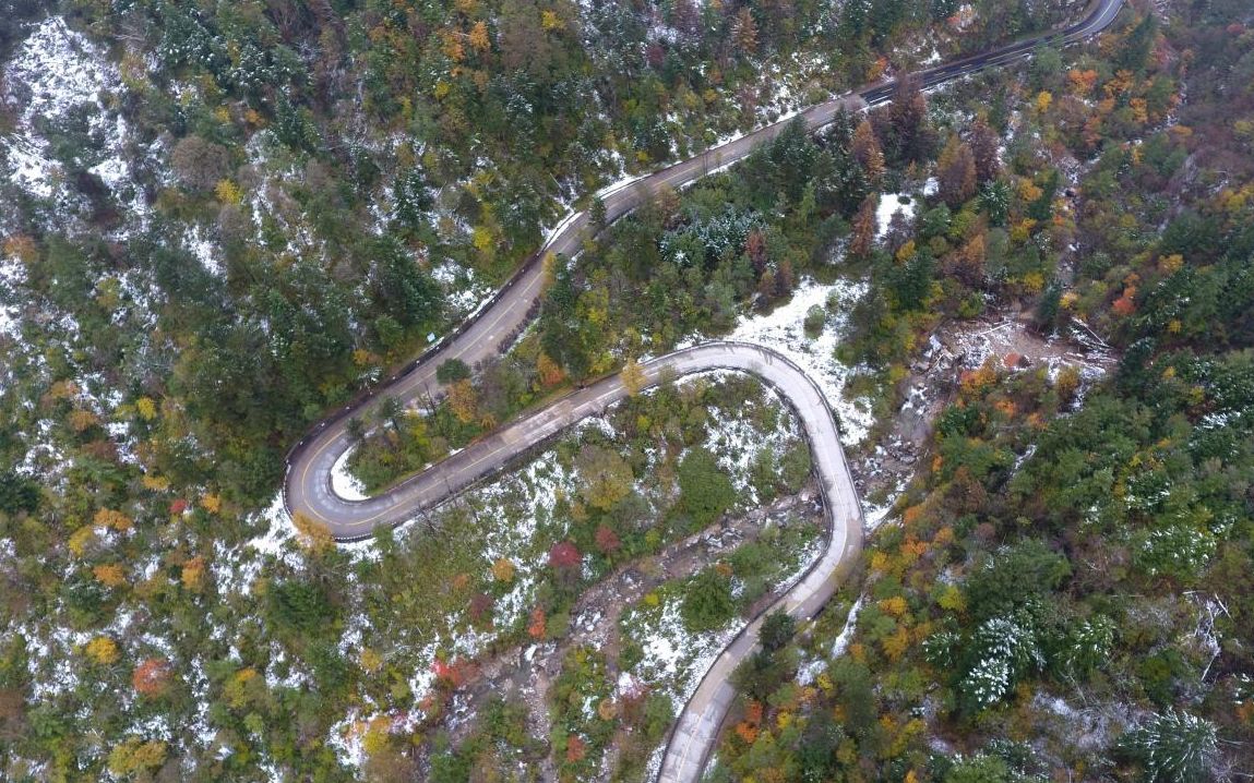 白雪与黄叶映衬 陕西宁陕这个秋天格外美休闲区蓝鸢梦想 - Www.slyday.coM