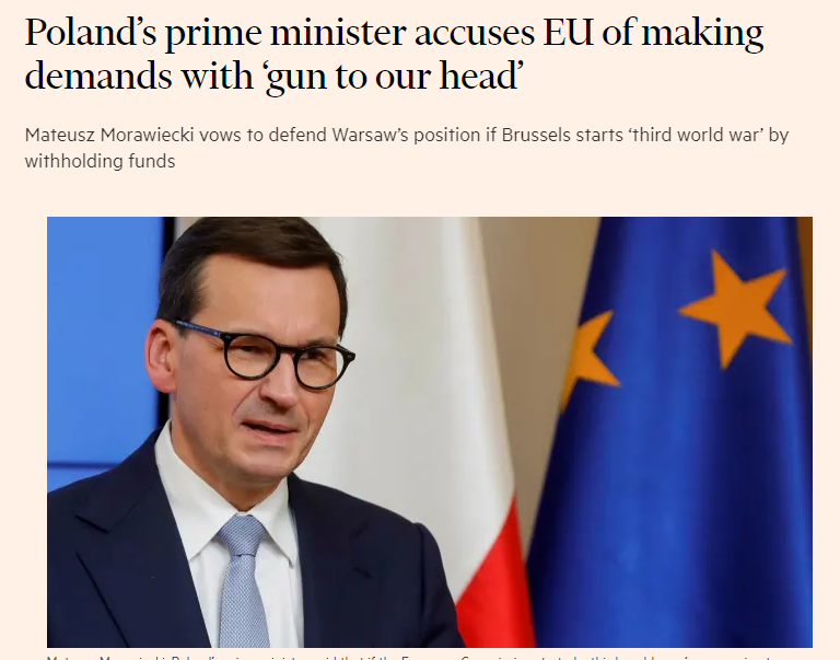 波兰总理接受《金融时报》采访，报道截图