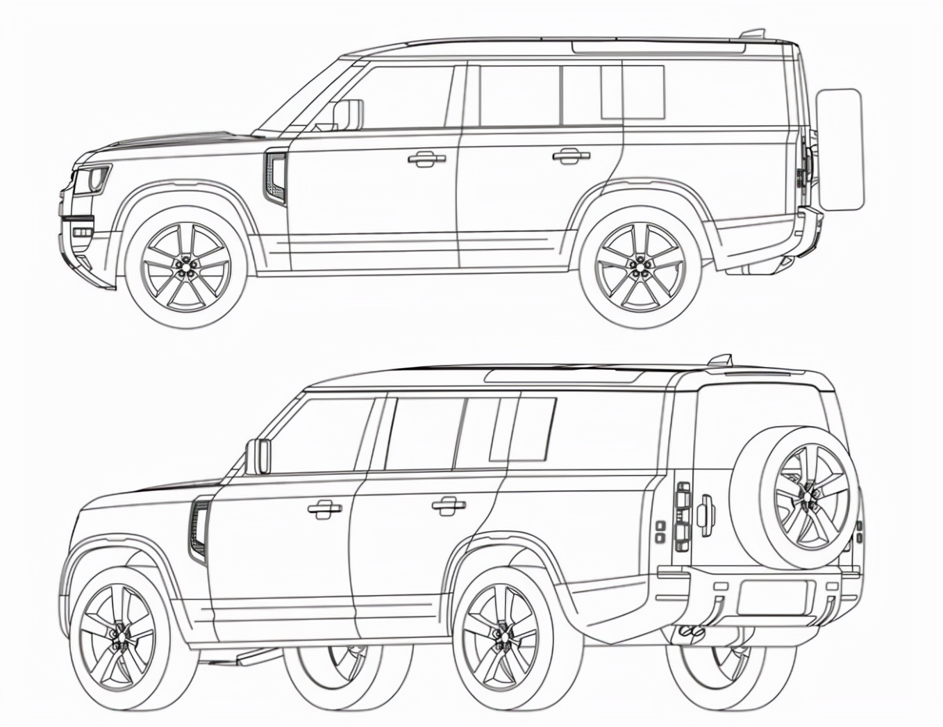 路虎卫士130版7座车型设计图纸曝光