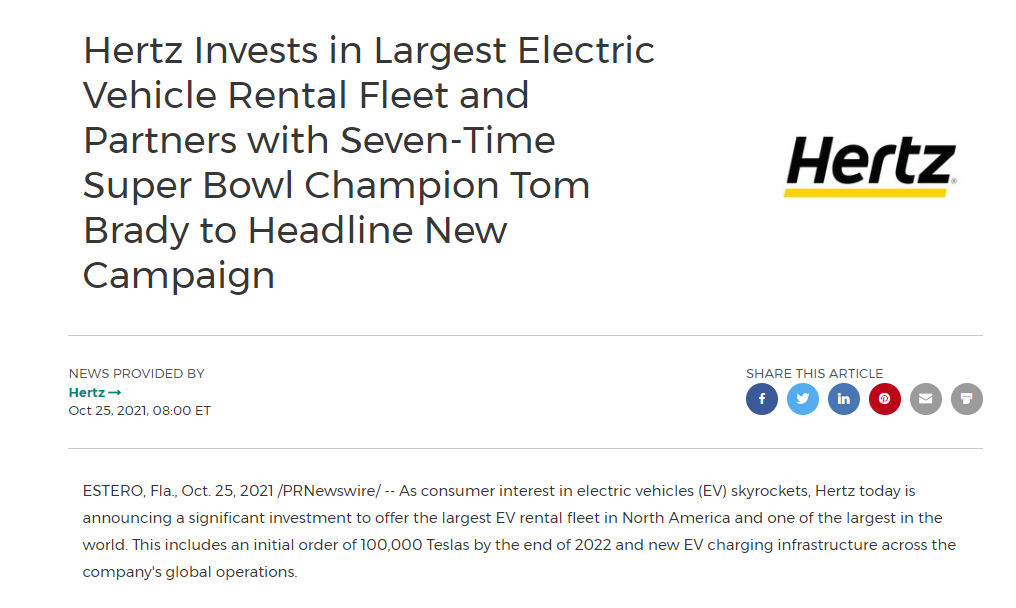 10万辆！电动车史上最大订单！特斯拉一夜暴涨12% 市值首破1万亿美元休闲区蓝鸢梦想 - Www.slyday.coM