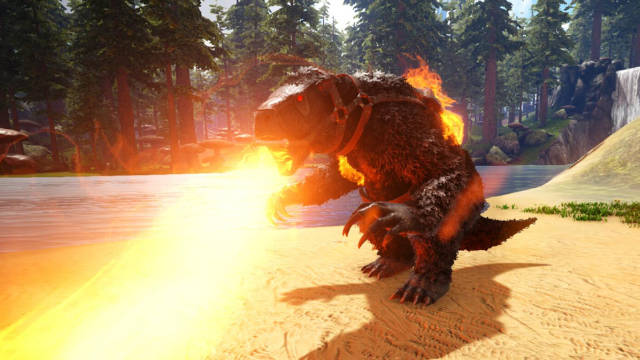 方舟生存进化火山岛37恶魔大地懒原地发射导弹秒杀一切