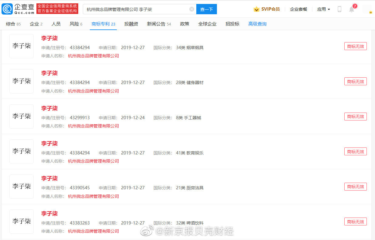 杭州微念申请李子柒商标被全部驳回休闲区蓝鸢梦想 - Www.slyday.coM