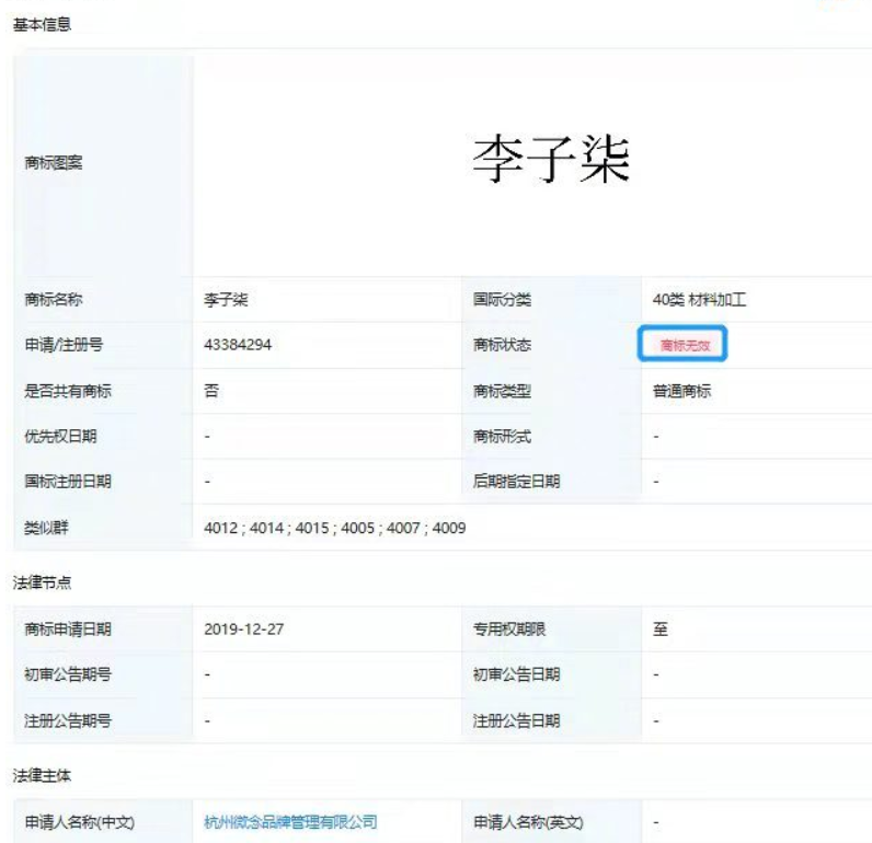 微念申请李子柒商标被驳回，粉丝：我们爱的是她本人，不是名字休闲区蓝鸢梦想 - Www.slyday.coM