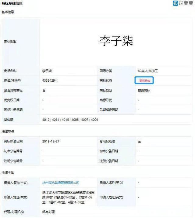 彻底“撕破脸”，李子柒正面硬刚资本，微念申请李子柒商标被驳回休闲区蓝鸢梦想 - Www.slyday.coM