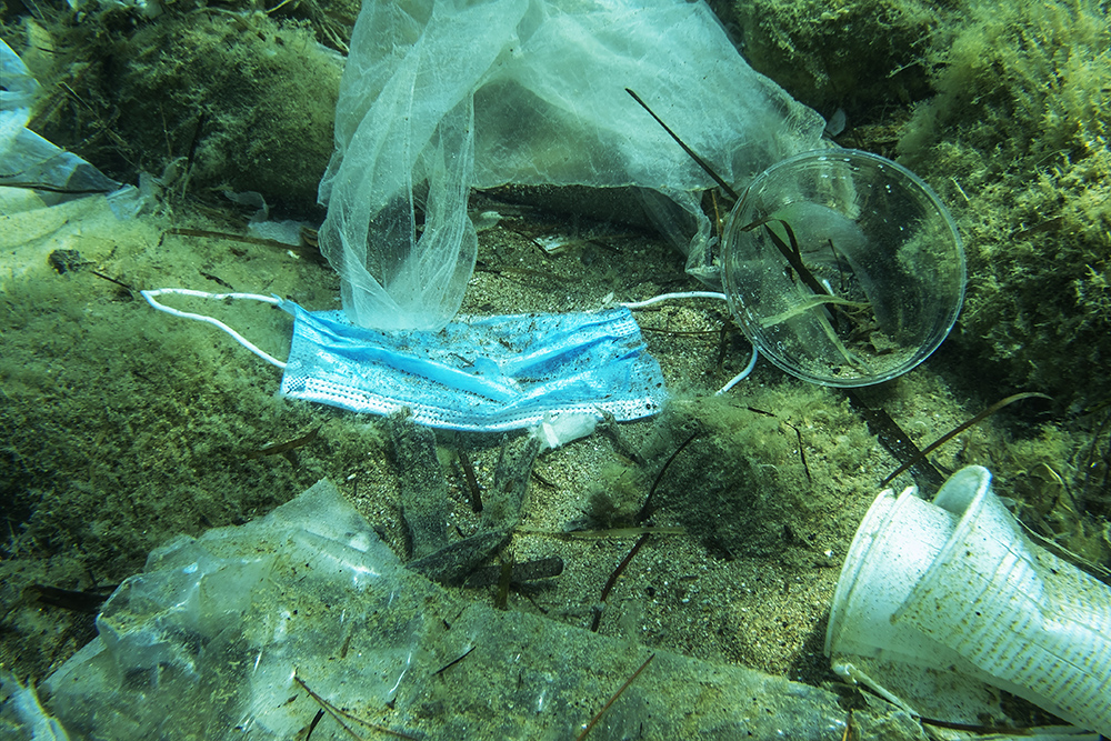 废弃口罩污染海洋图片