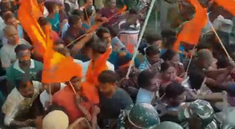 印度东北部爆发抗议冲突（视频截图）