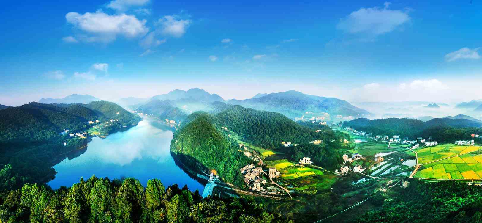 绿水青山相映美金山银山幸福长