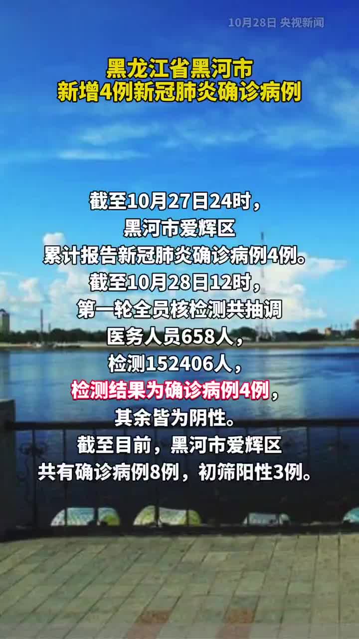 黑河截至28日12时第一轮核酸检测中检出确诊病例4例