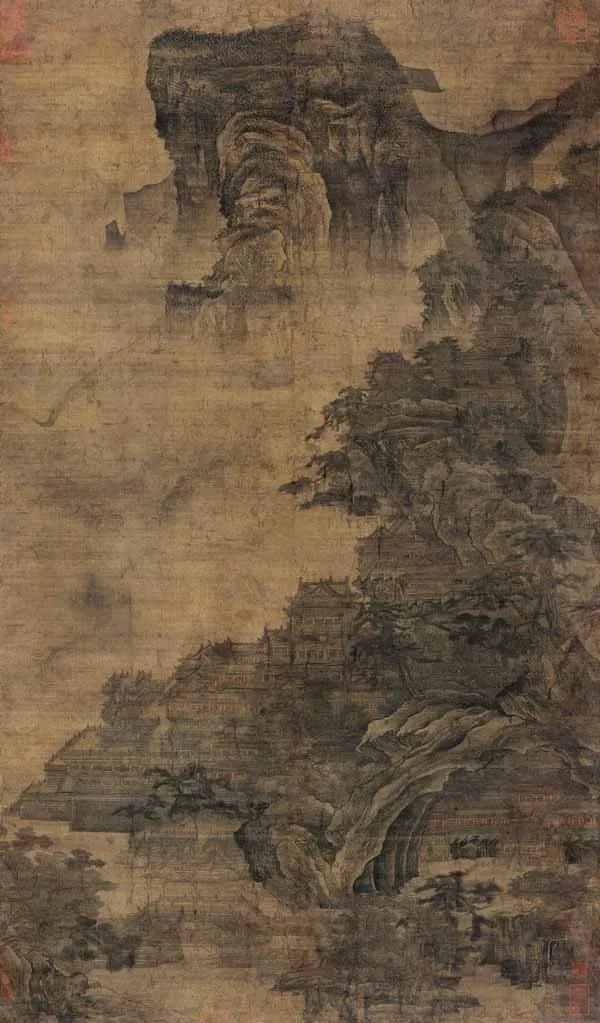 郭忠恕(传)《避暑宫图》立轴 设色绢本