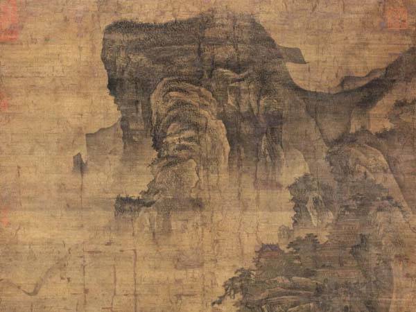 郭忠恕(传)《避暑宫图》立轴 (局部)设色绢本