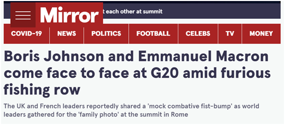 G20峰会上，约翰逊“猛冲”向马克龙！
