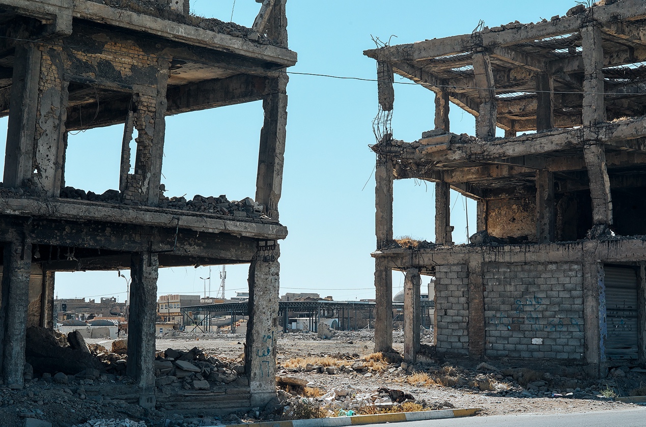伊拉克摩苏尔,战争废墟.
