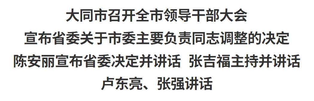 卢东亮任中共大同市委委员常委书记