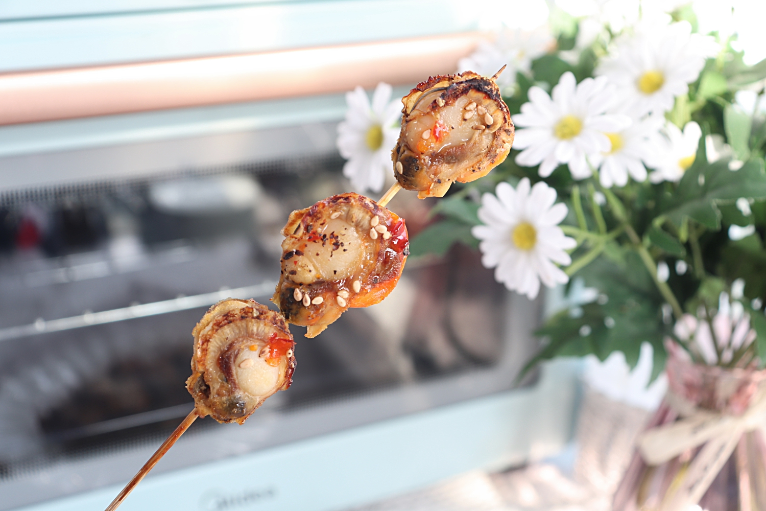 自己做烤扇贝串鲜香十足比外面的烧烤摊的还好吃