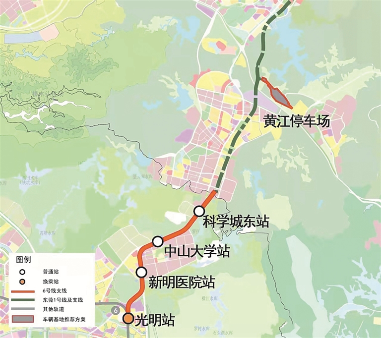 深圳地铁6号线支线示意图
