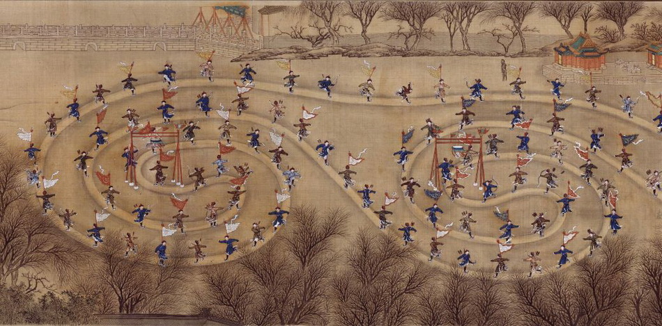 北京冬奥探馆冬奥村窗外再现清代冰嬉图