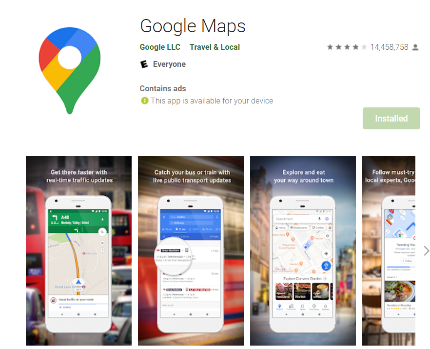 谷歌地图 App 在 Goolge Play Store 商店中突破 100 亿次下载