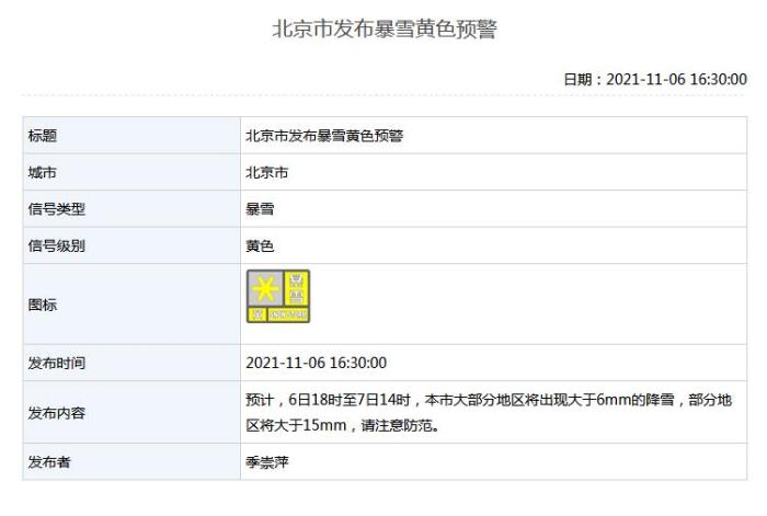 北京市气象局网站截图