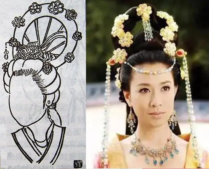 中华古今注》记载:"始皇诏后梳凌云髻,三妃梳望仙九鬟髻,九嫔梳参鸾髻