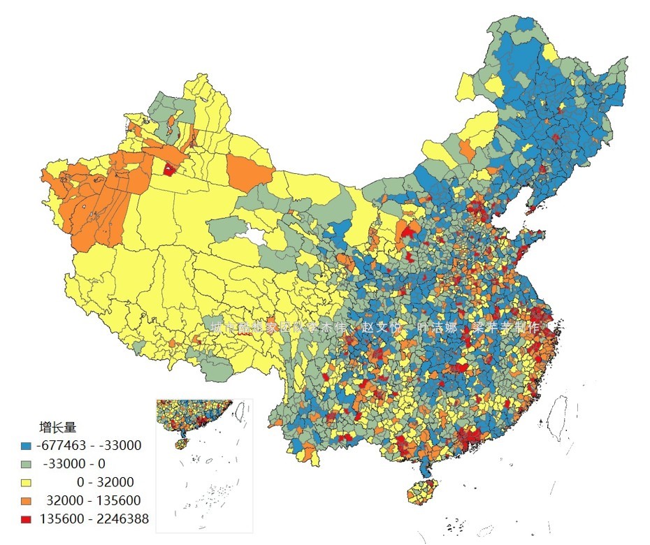 图3  2010-2020年各区县人口变化量