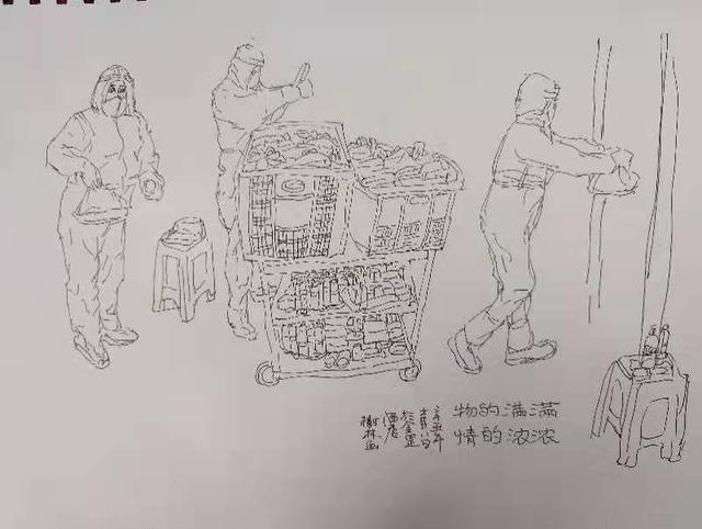 手绘10幅速写画成都美术老师向抗疫工作者致敬