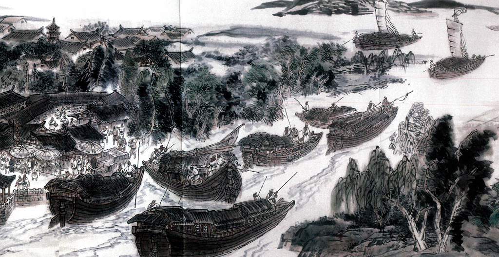 常州古运河绘画图片