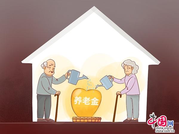 漫画:养老金。人民视觉张寒作(图片来源:视觉中国)
