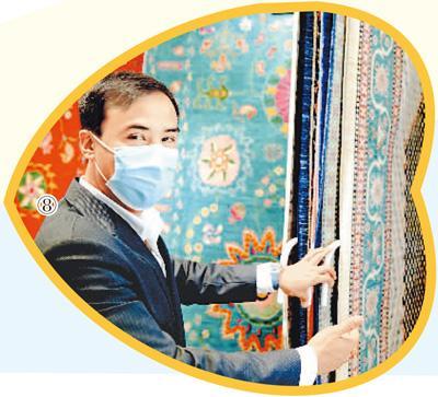图⑧：阿富汗参展商在第四届进博会推介阿富汗手工羊毛地毯。新华社记者 张建松摄