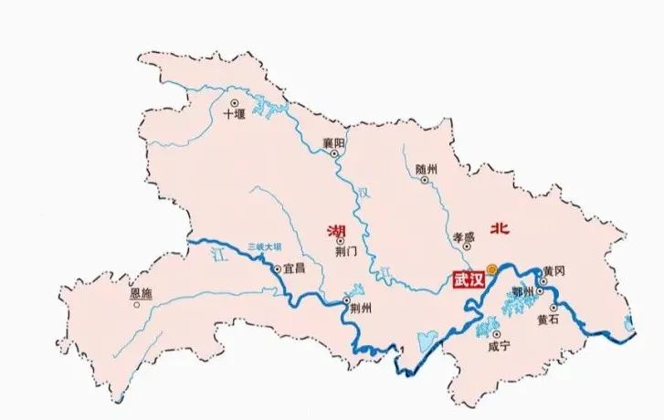 湖北省境内长江主要干支流水系示意图.