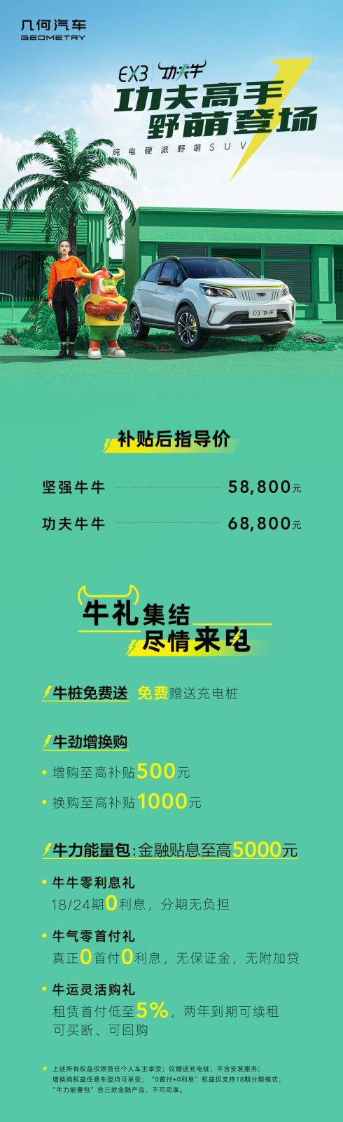 续航322km配置并不弱 几何EX3 功夫牛正式上市 售5.88-6.88万元 续航322km配置并不弱 几何EX3 功夫牛正式上市 售5.88-6.88万元