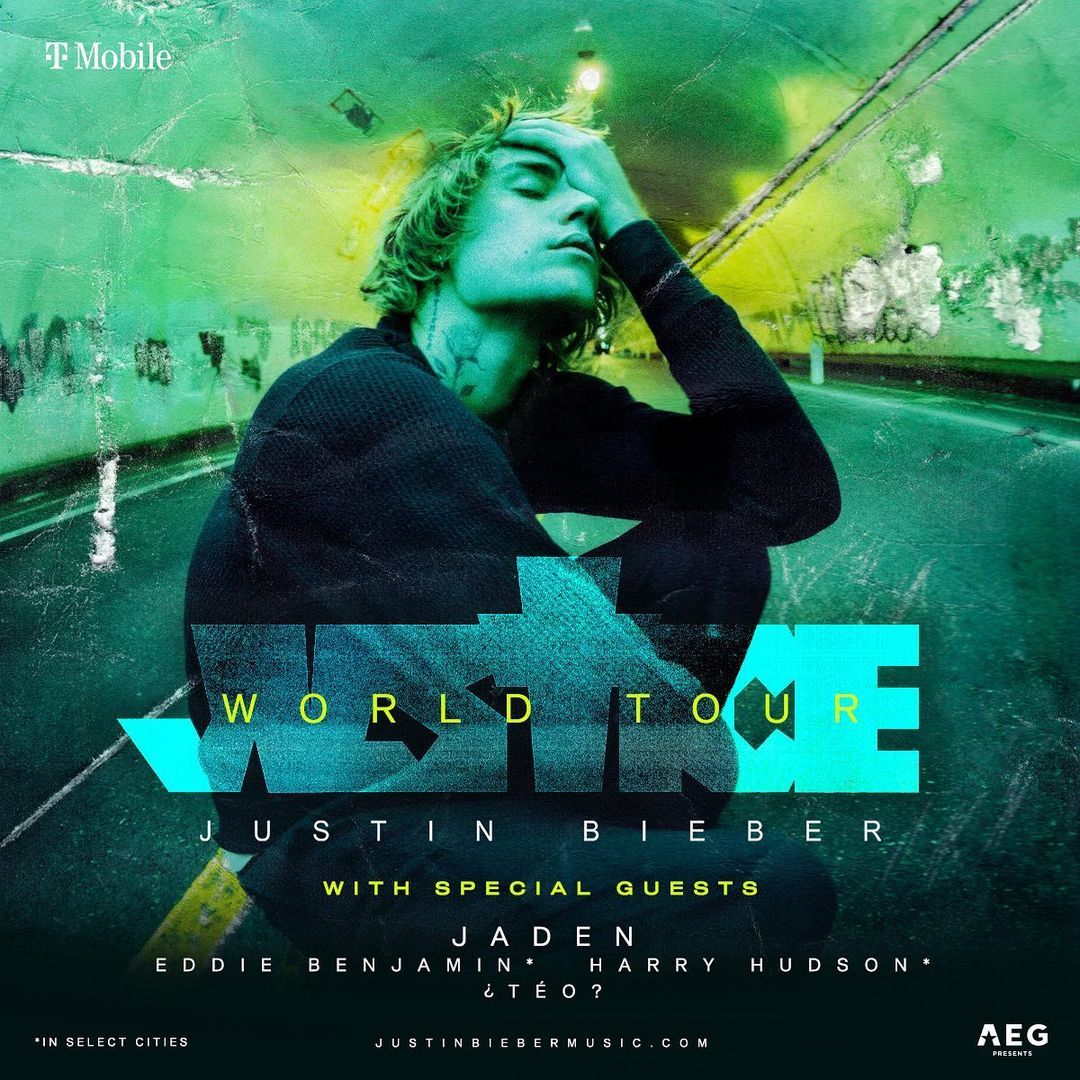 justinbieber宣布justice全球巡演场次时间见图一