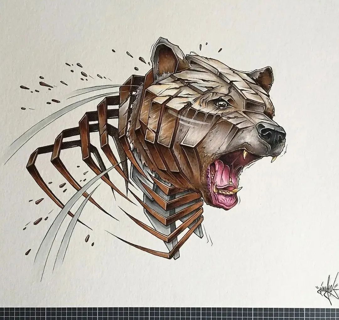 插画家为动物打造外骨骼机械感十足看起来酷炫极了