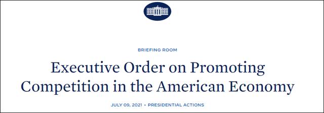 白宫发布《关于促进美国经济竞争的行政命令》截图。