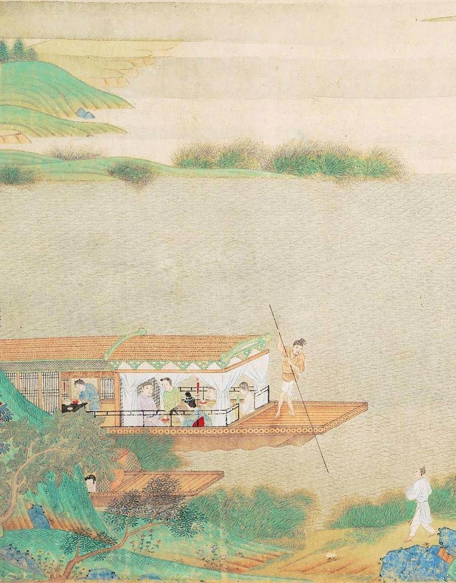 鉴赏仇英浔阳送别图色彩鲜明装饰意味浓