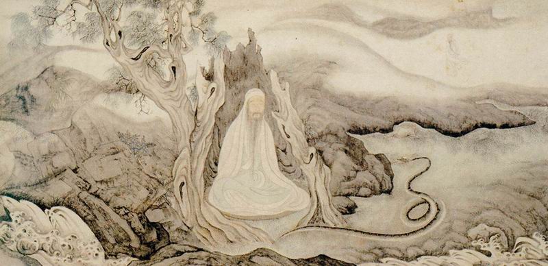 图六&nbsp; 明丁云鹏《罗汉像》卷之" 树龛入定"&nbsp;&nbsp; 上海