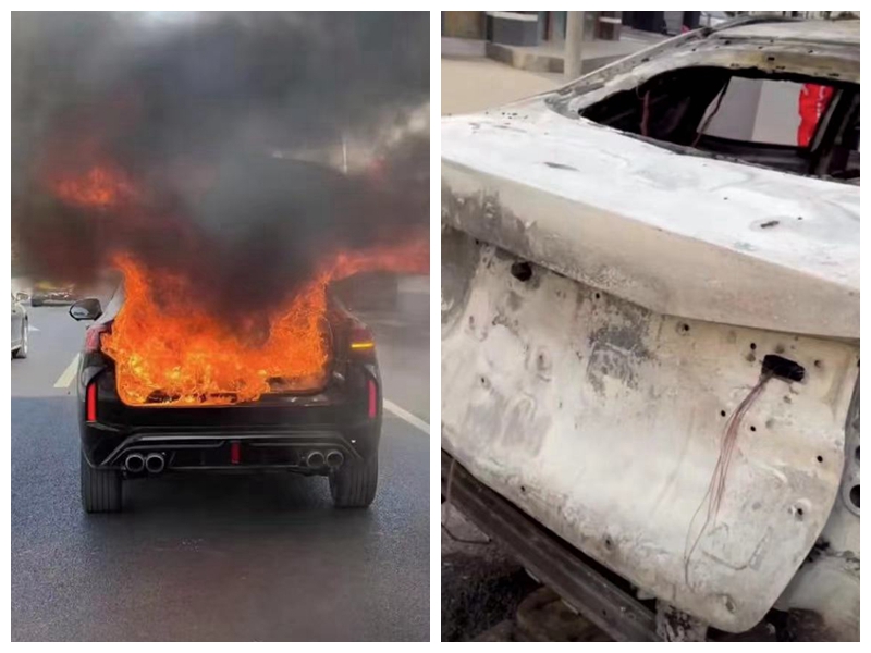 长城wey插电混动suv行驶中起火烧剩车架,车主:提车不足10天