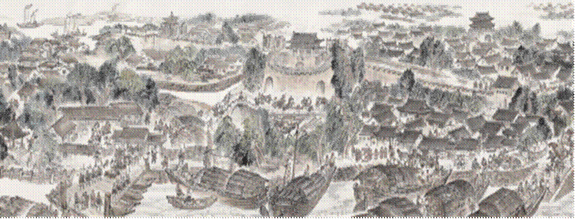 图为《古运回望图》中漕运盛况（企业供图，央广网发）