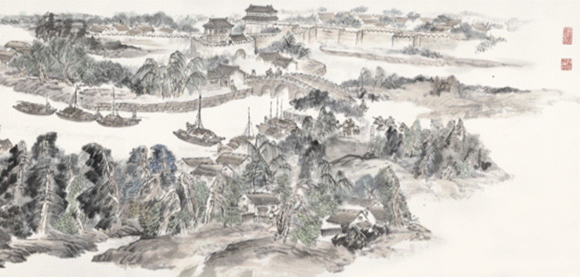 图为《古运回望图》卷首节选（企业供图，央广网发）