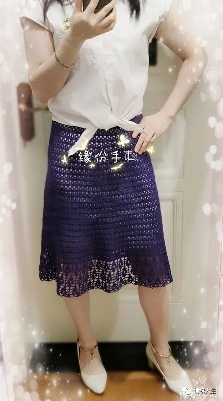 紫半裙:百搭优雅款女士钩针半裙(有编织图解)|半裙|钩针|长针_新浪