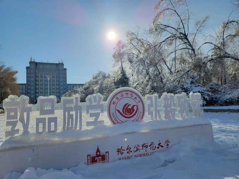 哈尔滨师范大学校园里银装素裹,雪花宛如娉婷少女,如约而至.