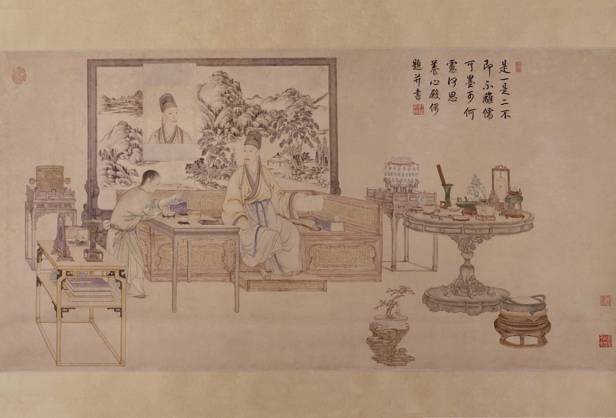 『名画记』乾隆御笔题清人画《是一是二图》__财经头条