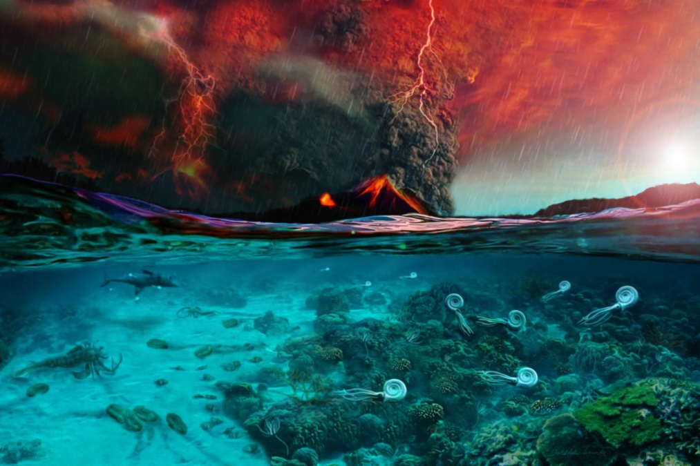 二叠纪大灭绝想象图二叠纪末大灭绝最直接原因是由于全球环境突变,而