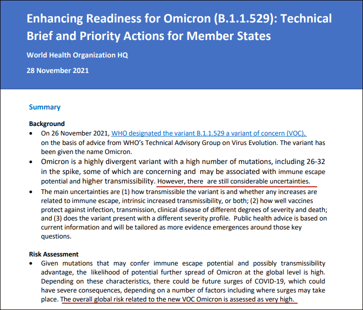 世卫组织：“奥密克戎”变异株全球总体风险“非常高”