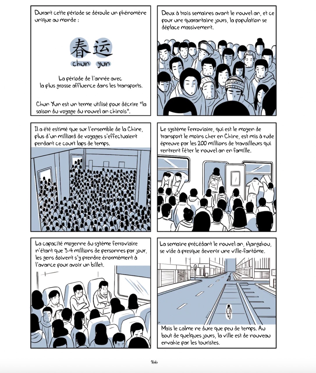 《欢迎来中国》内页，“春运”篇，Editions Delcourt 图