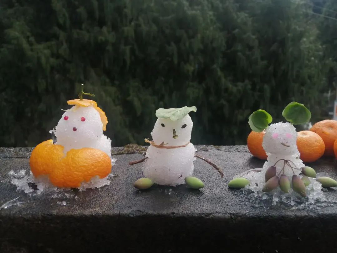 金秀网友堆的迷你雪人(图片来源:微观来宾)