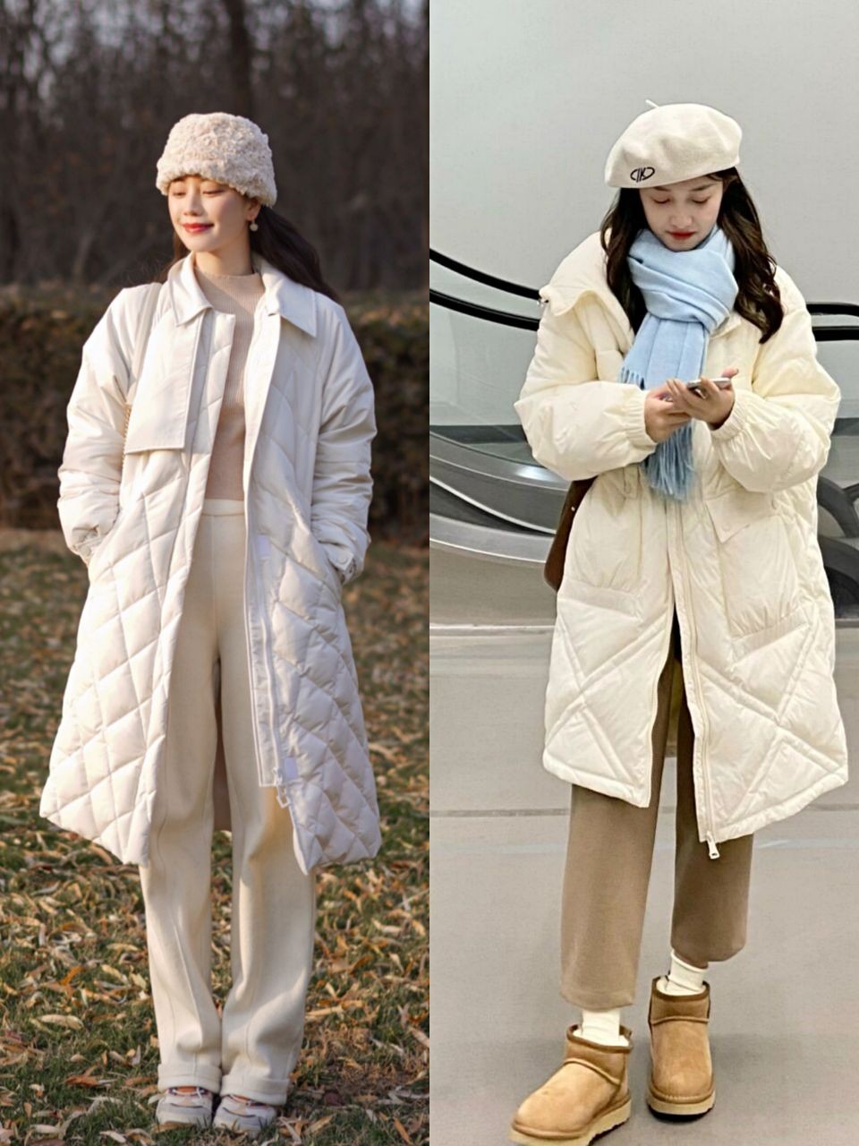 冬天穿"白羽绒服",怎么搭配裤子和靴子?|白色|靴子|姐妹_新浪新闻