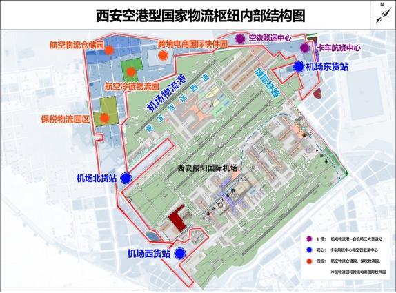 西安空港型国家物流枢纽选内部结构图。　空港新城供图