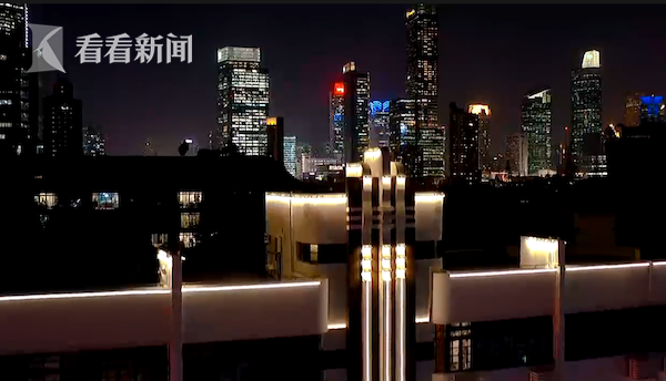 视频90岁淮海大楼修缮近尾声优雅灯线让夜景更迷人