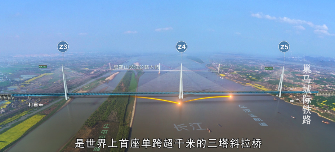 ▲巢马铁路马鞍山长江公铁大桥（左汊）模型