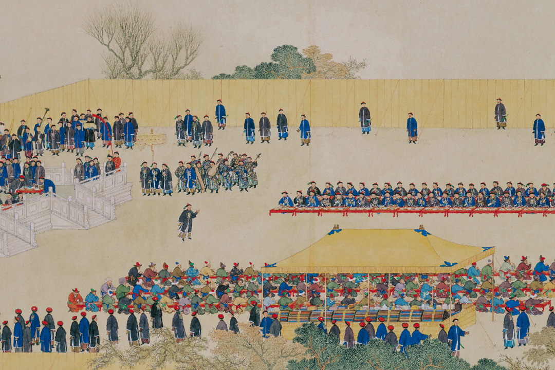 清《紫光阁赐宴图》局部 姚文瀚 绘故宫藏慈禧的家宴很少有记载.